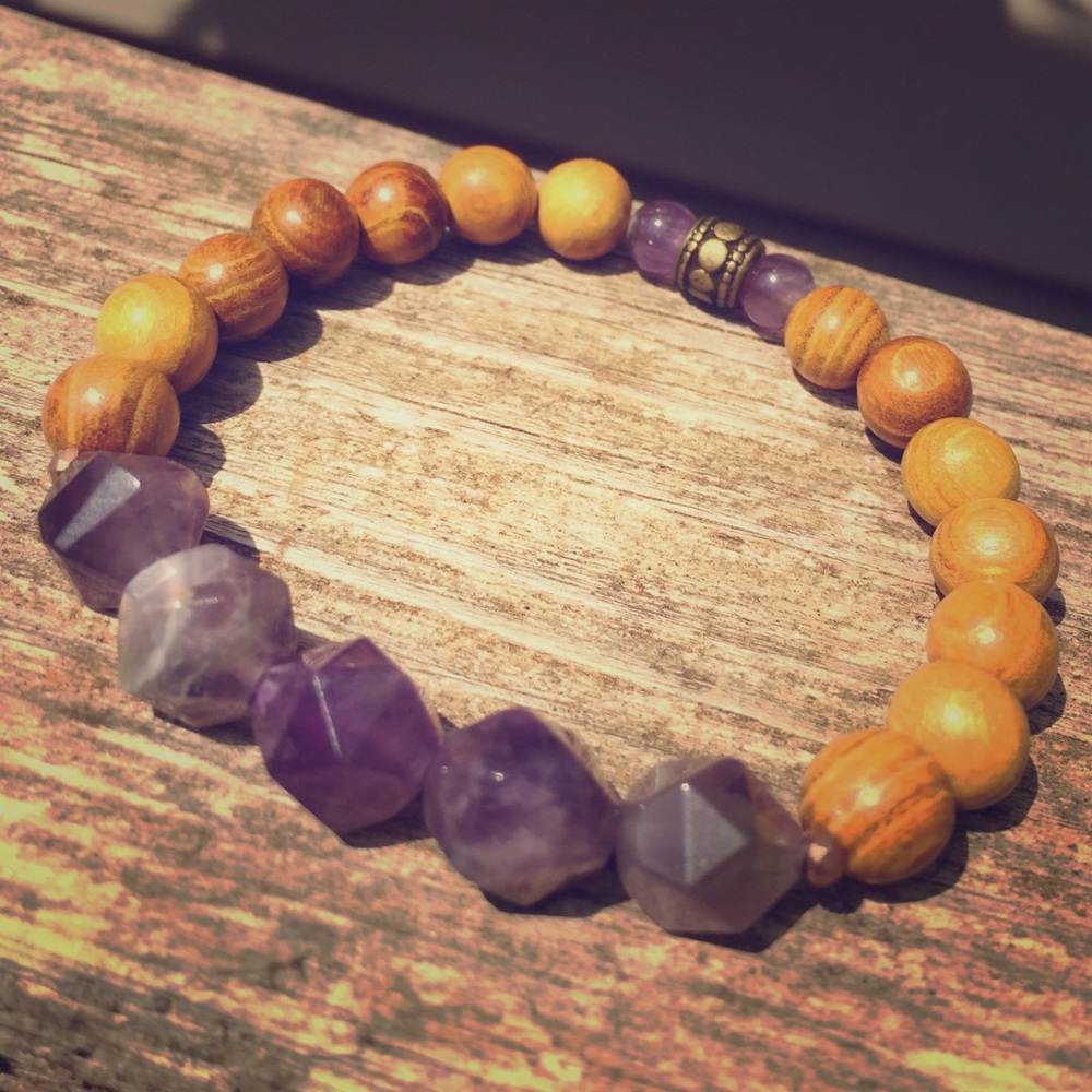 Star amethyst bracelet handmade